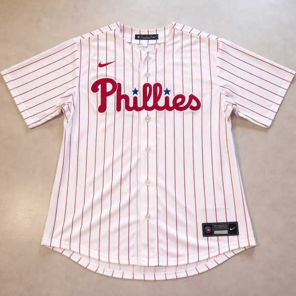 NEW Genuine Men’s Nike Philadelphia Phillies White Red Pinstripe Jersey Medium